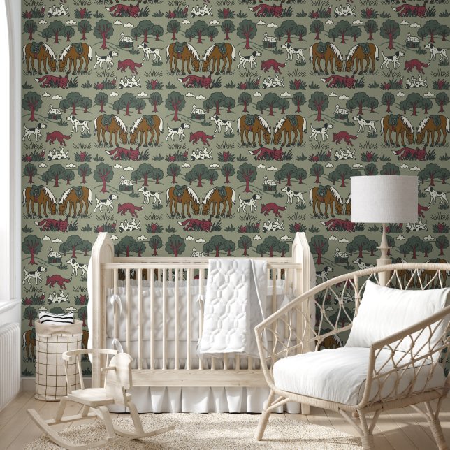 Kinder Hunt Club Folkart handgetekende doodle hond Behang (Kinderen)