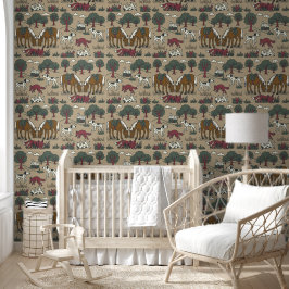 Kinder Hunt Club Folkart handgetekende doodle hond Behang