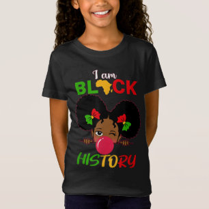 Kinder I Am Black History Girl Little Melanin Prin T-shirt
