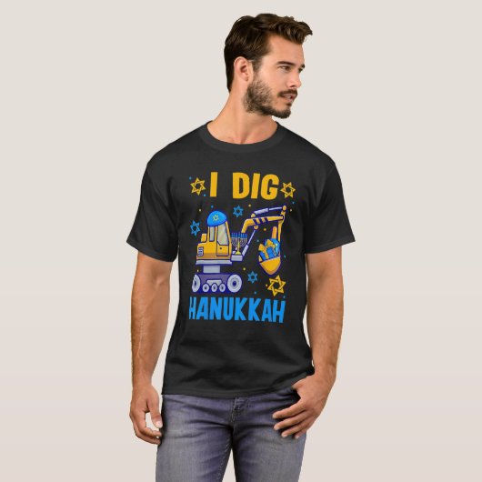 Kinder I Dig Hanukkah Excavator Construction Toddl T-shirt (Voorkant volledig)
