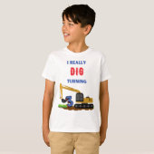 Kinder I echt dig draaien 3 graafmachine T-shirt (Voorkant volledig)
