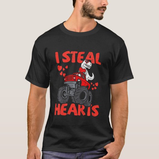 Kinder I Steal Heart T Rex Dinosaur Monster Truck  T-shirt (Voorkant)