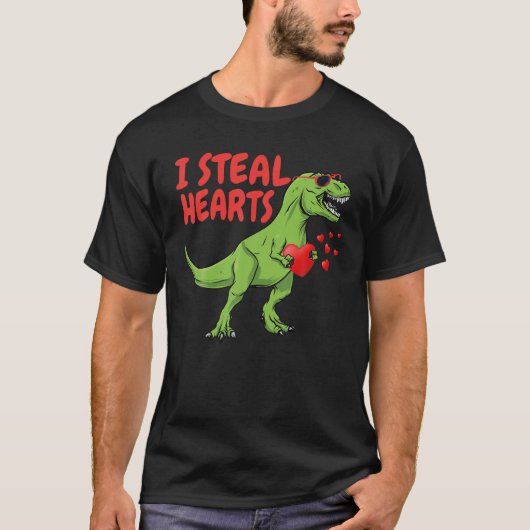 Kinder I Steal Hearts Trex Dino Baby Valentijn D T-shirt (Voorkant)