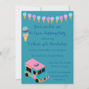 Kinder Ice Cream Truck Birthday Party Kaart