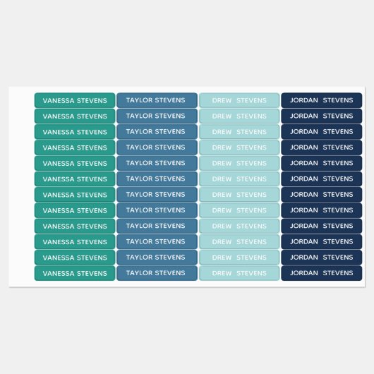 Kinder ID genaamd blauw groen skinny waterdicht Ki Labels (Vel)