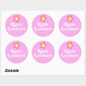 Kinder ID genaamd roze witte bloem meisjes sticker (Vel)