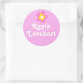 Kinder ID genaamd roze witte bloem meisjes sticker (Tas)