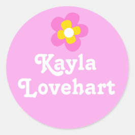 Kinder ID genaamd roze witte bloem meisjes sticker