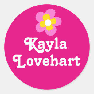 Kinder ID genaamd roze witte bloem meisjes sticker
