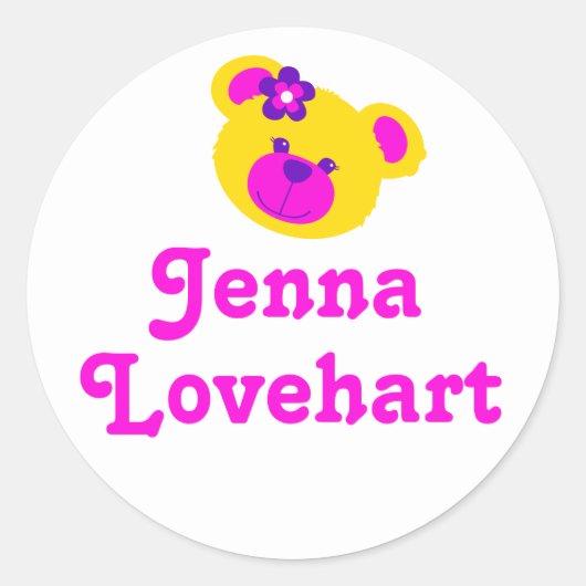 Kinder id genaamd roze witte teddy meisjes sticker (Voorkant)