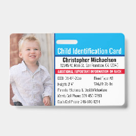 Kinder ID Identificatie Nood Allergie Foto Badge