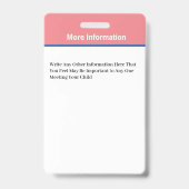 Kinder-ID kaart met foto Badge (Achterkant)