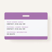 Kinder ID Lanyard Sjabloon Muziek Tour Schoolreis Badge (Achterkant)