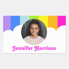 Kinder ID naam regenboog foto meisjes sticker