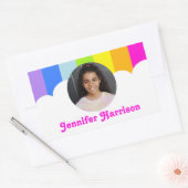 Kinder ID naam regenboog foto meisjes sticker (Envelop)