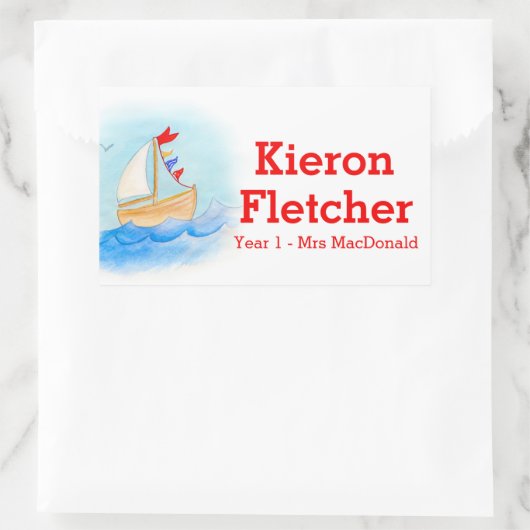 Kinder ID-zeilbostickers Rechthoekige Sticker (Tas)