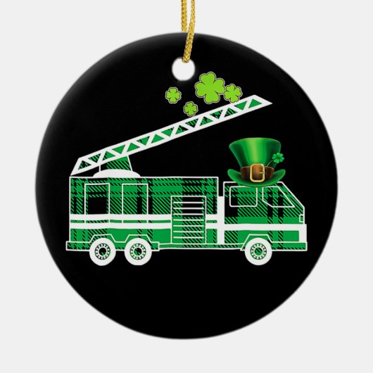Kinder Ierse groene brandweerman Truck St Patricks Keramisch Ornament (Voorkant)