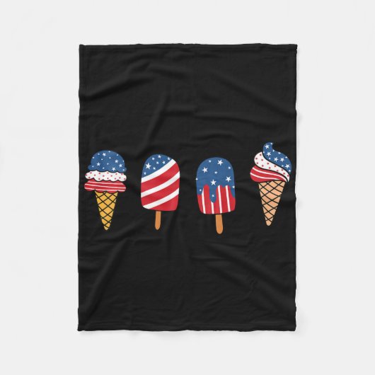 Kinder ijs 4 juli koel dessert patriottisch fleece deken (Voorkant)