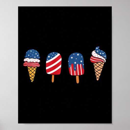Kinder ijsje 4 juli Koel dessert Patriottisch Poster (Voorkant)