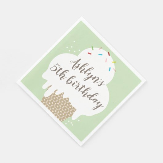 Kinder ijsje groene verjaardagsfeest servetten (Hoek)