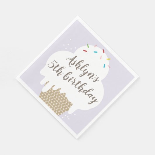 Kinder ijsje, paars verjaardagsfeest servet (Hoek)