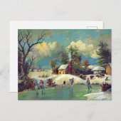 Kinder ijsschaatsen op het diepgevroren meer briefkaart (Voorkant / Achterkant)