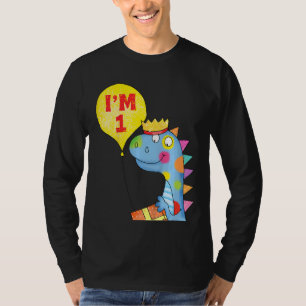 Kinder Ik ben 1 Dinosaurus Verjaardagsfeestje T-shirt