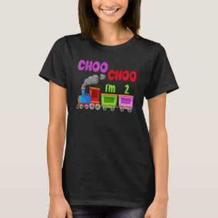 Kinder Ik ben 2 Train Choo Choo 2e Verjaardagsfees T-shirt