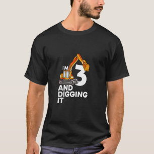 Kinder ik ben 3 en graven het 3e verjaardag jongen t-shirt
