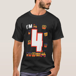 Kinder Ik ben 4 Birthday Railroad 4th Bday Trains T-shirt