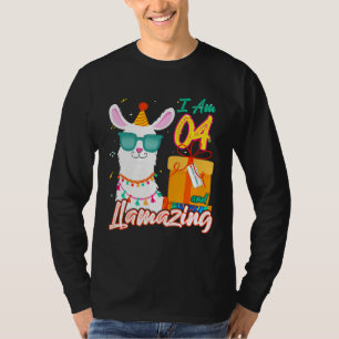Kinder Ik Ben 4 Jaar Oud En Llamazing Llama 4e Geb T-shirt