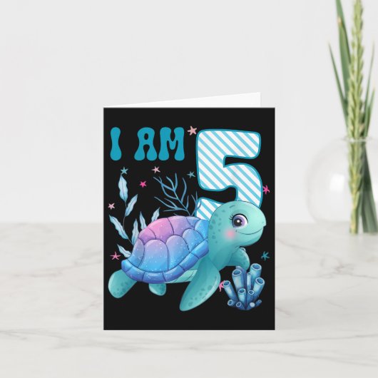 Kinder ik ben 5 jaar oud 5e verjaardag Zee Turtles Kaart (Voorkant)