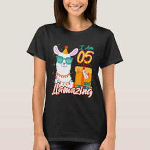 Kinder Ik Ben 5 Jaar Oud En Llamazing Llama 5e Geb T-shirt