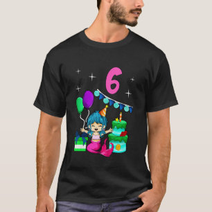 Kinder Ik ben 6 met zeemeermin meisje verjaardag 6 T-shirt