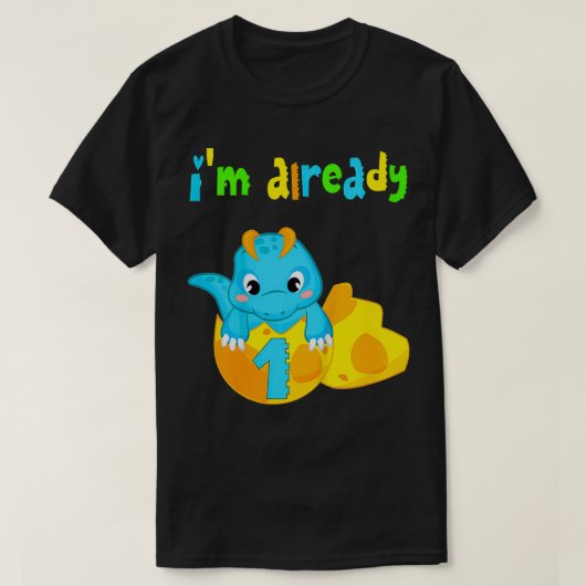 Kinder ik ben al 1 jaar oud Dinosaur speelgoed eer T-shirt (Design voorkant)