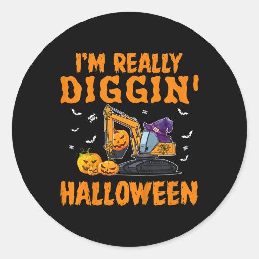 Kinder ik ben echt Diggin Excavator Construction H Ronde Sticker (Voorkant)