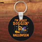 Kinder ik ben echt Diggin Excavator Construction H Sleutelhanger (Voorkant)