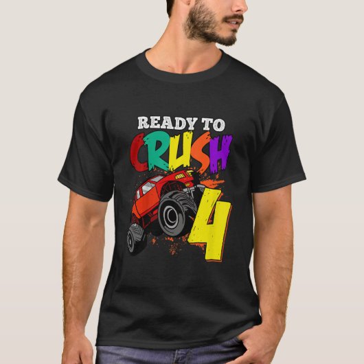 Kinder Ik ben klaar om 4 jaar oude monstertruck te T-shirt (Voorkant)