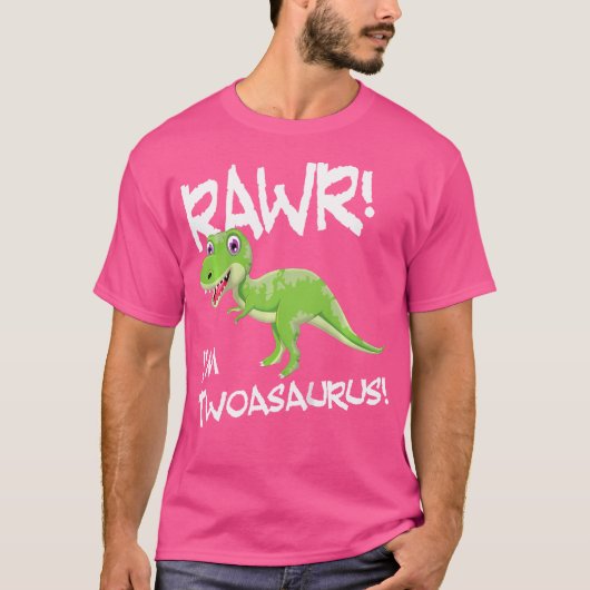 Kinder ik ben twee Twoasaurus 2e verjaardag dinosa T-shirt (Voorkant)