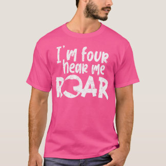 Kinder Ik ben Vier Hoor Mij Roar Dinosaurus Grappi T-shirt