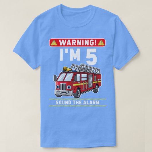 Kinder ik ben vijf jaar oud brandweerwagen t-shirt (Design voorkant)