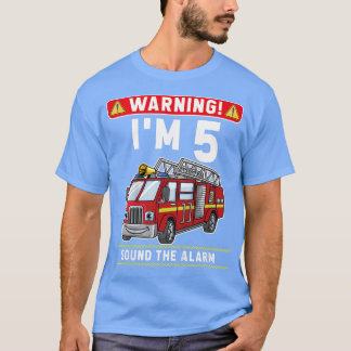 Kinder ik ben vijf jaar oud brandweerwagen t-shirt