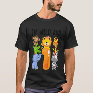 Kinder ik ben wild en 1 een dierentuin 1e verjaard t-shirt