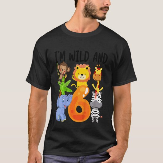 Kinder ik ben Wild en 6 Zes dierentuinen 6 septemb T-shirt (Voorkant)