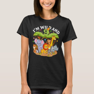 Kinder ik ben wild en 9 dierentuin thema 9e verjaa t-shirt