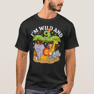Kinder ik ben wild en 9 dierentuin thema 9e verjaa t-shirt