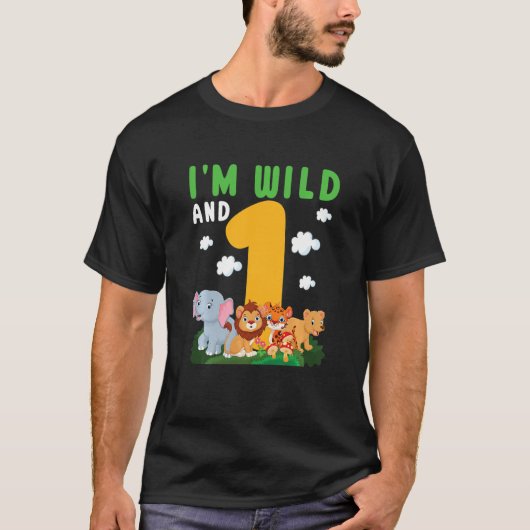 Kinder ik ben wild en een Safari dierentuin 1 jaar T-shirt (Voorkant)