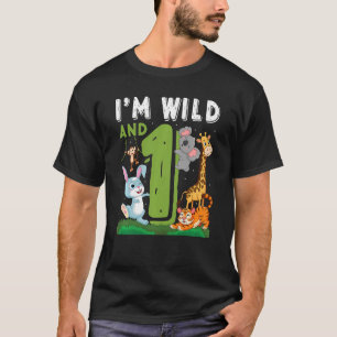 Kinder ik ben wild en een Safari dierentuin 1 jaar T-shirt