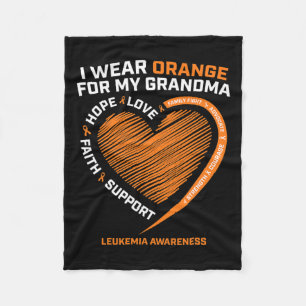 Kinder ik Draag Sinaasappel voor mijn oma leukemie Fleece Deken