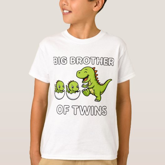 Kinder Ik word een grote broer van tweeling Dino T-shirt (Voorkant)